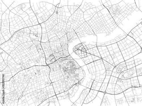 Fotografía Strade di Shanghai, mappa della città, Cina, strade