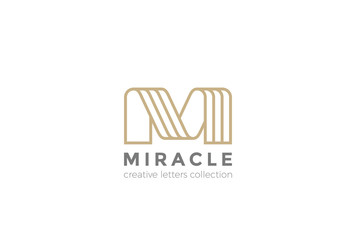 Wall Mural - Letter M Logo ribbon design abstract vector Linear style