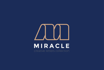 Poster - letter m logo ribbon design abstract vector linear style