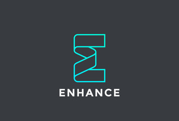 Poster - letter e logo ribbon design abstract vector linear style