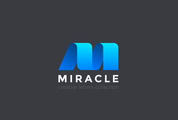 Poster - letter m logo ribbon design abstract vector template