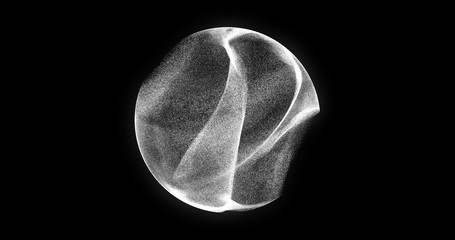 Poster - abstract sphere, consisting of points. futuristic technology space style. array with dynamic particl