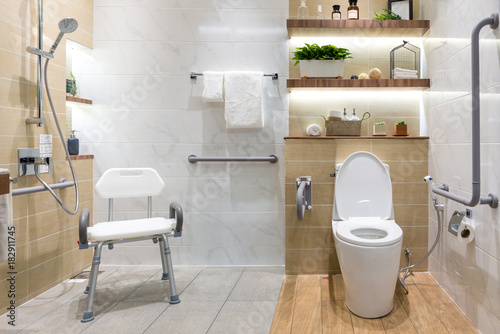 Fotografiet Interior of bathroom for the disabled or elderly people