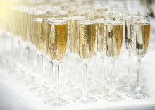 A Number Of Glasses Full Of Champagne