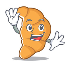 Sticker - Waving croissant character cartoon style