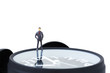 © pookpiik - Figure miniature businessman or small people standing with alarm clock, time for business financial concept.