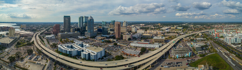 Fototapete - Aerial drone panoramic image Tampa Florida