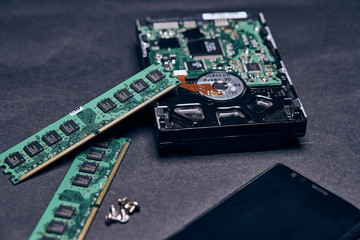 Poster - Microchips, computer, parts, component, close-up, technology, electronics, repair
