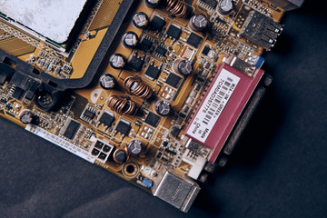 Poster - Microchips, computer parts, close-up, table, electronics, electrician, technology