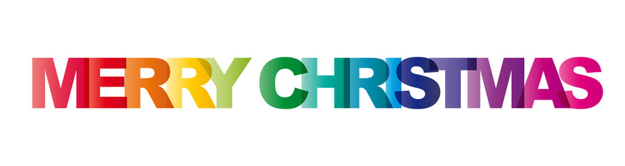 Wall Mural - the word merry christmas. vector banner with colorful text, rainbow on white background
