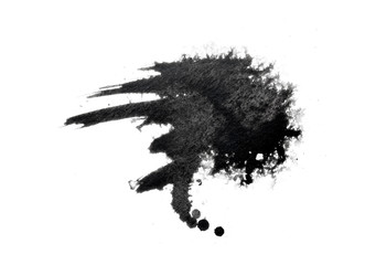 Aufkleber - abstract black splashes on white watercolor paper. monochrome image.