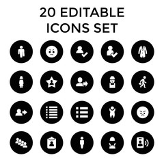 Canvas Print - User icons. set of 20 editable filled user icons