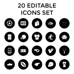 Sticker - Football icons. set of 20 editable filled football icons