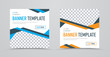 template of square banners with colored abstract lines and a place for a photo