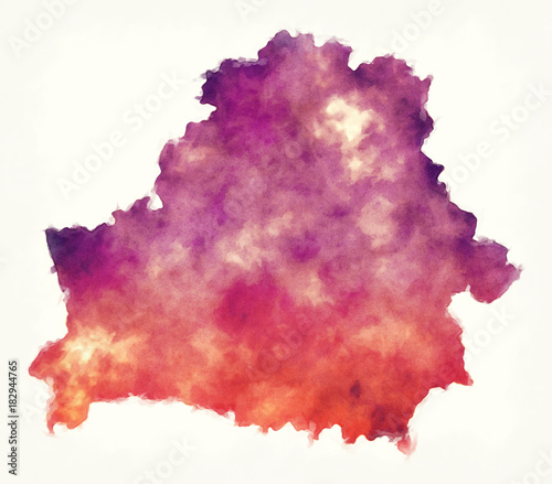 Fotografía Belarus watercolor map in front of a white background