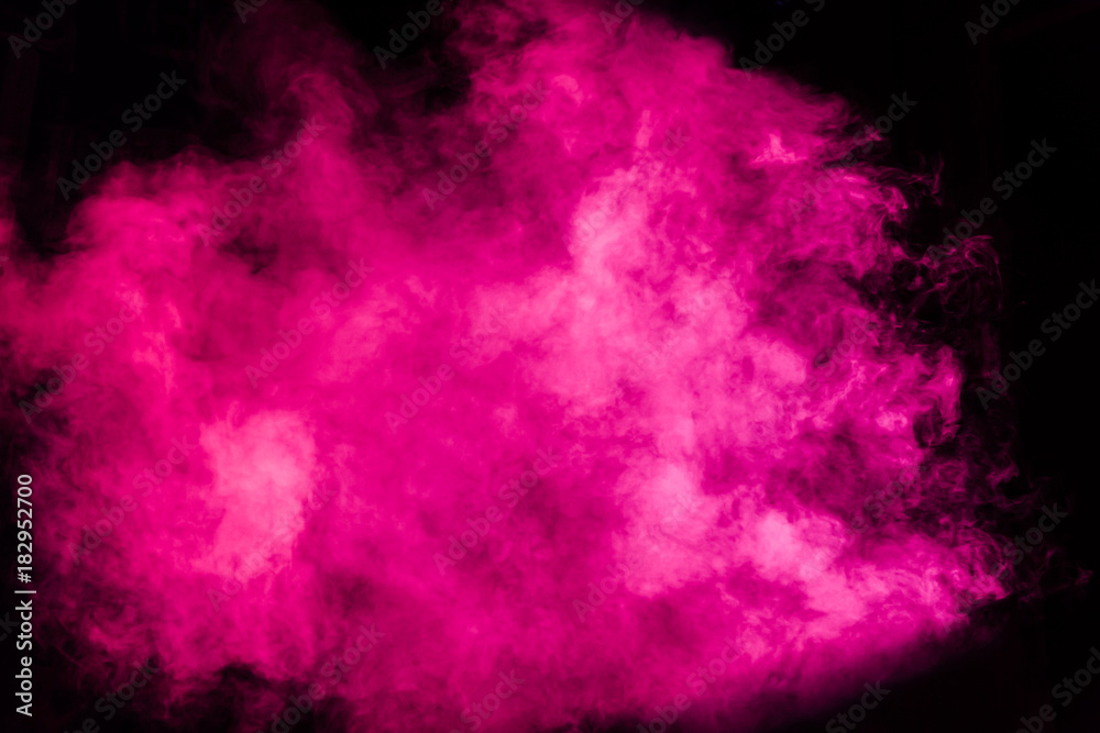 Magenta theatrical smoke on stage during a performance or show. - obrazy, fototapety, plakaty 