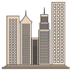 Sticker - cityscape buildings isolated icon vector illustration design