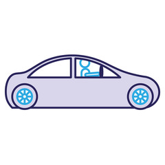 Sticker - modern car with driver silhouette vector illustration design