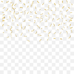 Aufkleber - Golden Confetti. Celebration gold ribbons. Festival decor with falling shiny glitters. Vector illustration.