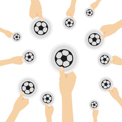 Sticker - Hand hält Symbol - Fußball