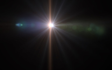 Wall Mural - abstract vertical lens flare light over black background