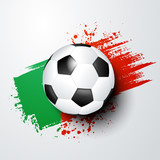 Fototapeta Sport - Fussball Welt oder Europa Meisterschaft mit Ball und Portugal Flagge.