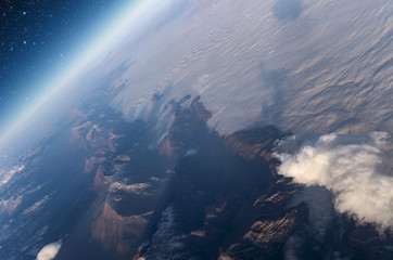 Wall Mural - earth at night with stars lights, deep space imagination, fantasy