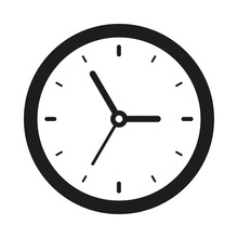 Clock Icon In Flat Style, Black Timer On White Background, Business Watch. Vector Design Element For You Project