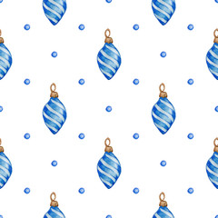 Christmas pattern with blue decorations