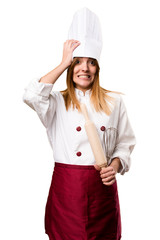 Canvas Print - Frustrated beautiful chef woman