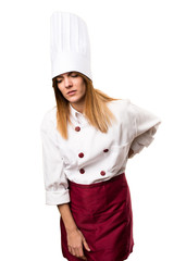 Sticker - Beautiful chef woman with back pain