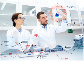 Poster - young scientists making test or research in lab