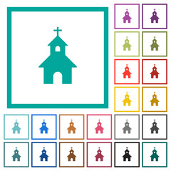 Wall Mural - Curch flat color icons with quadrant frames