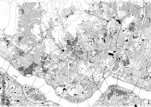 Cuadros en Lienzo Strade di Seul, mappa della città, Corea del Sud, stradario