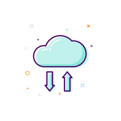 Poster - concept cloud icon. thin line flat design. data store concept. vector illustration isolated on white