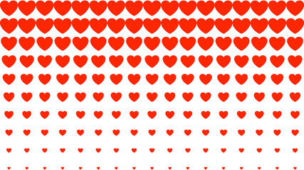 Poster - heart halftone valentine`s day background. red hearts on white background. vector illustration