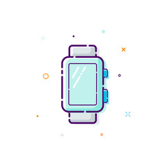 Poster - Concept smart watch icon. Thin line flat design element. Vector illustration isolated on white background
