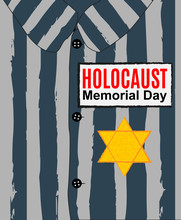 Holocaust RMemorial Day. Yellow Star David. International Day Of Fascist Concentration Camps And Ghetto Prisoners Liberation Card Whith Hand And Barbed Wire Vector Illustration