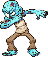 Dabbing Cartoon Zombie. Vector Clip Art Illustration With Simple Gradients. All In A Single Layer. 