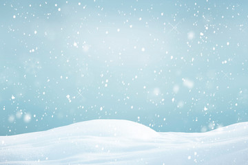 Wall Mural - winter background with snowflakes, Christmas background with heavy snowfall, snowflakes in the sky