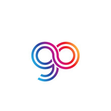 Initial Lowercase Letter Go, Linked Outline Rounded Logo, Colorful Vibrant Gradient Color