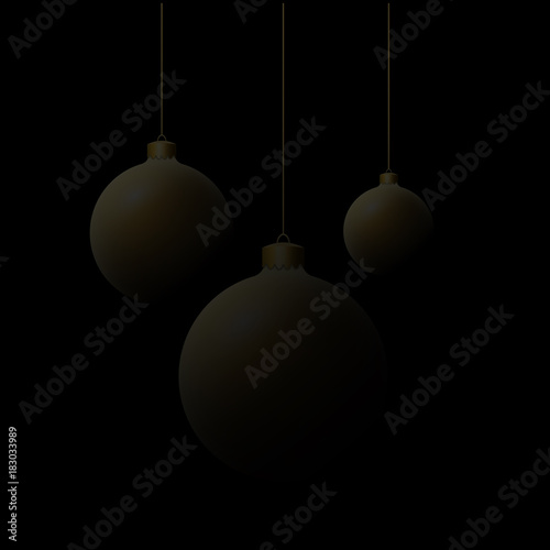 Merry Christmas Background With Golden Christmas Balls Black And