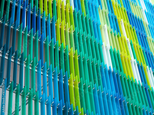 Fotografie, Obraz acrylic plastic sheet interior, text A design on right corner, blue aqua yellow