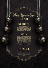 Luxurious Elegant New Year's Eve Menu Design
