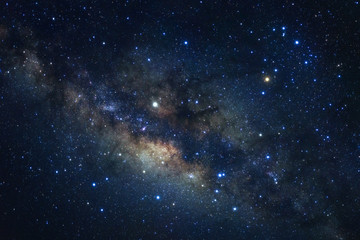 Wall Mural - milky way galaxy with stars and space dust in the universe, long exposure photograph, with grain.