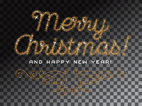 Merry Christmas lettering gold glitter font
