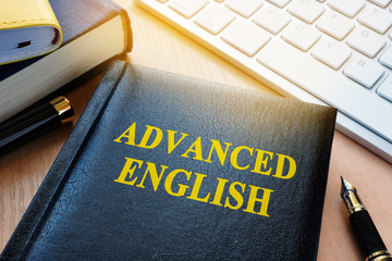 book with title advanced english. language learning concept.