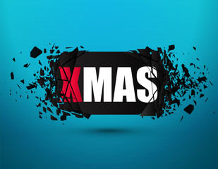 Aufkleber - Xmas black banner with explosion effect. Christmas background