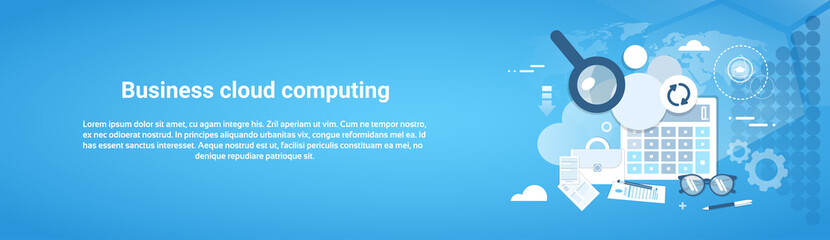 Poster - Business Cloud Computing Template Web Banner With Copy Space Vector Illustration
