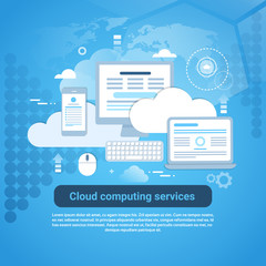 Poster - Cloud Computing Services Template Web Banner With Copy Space Vector Illustration